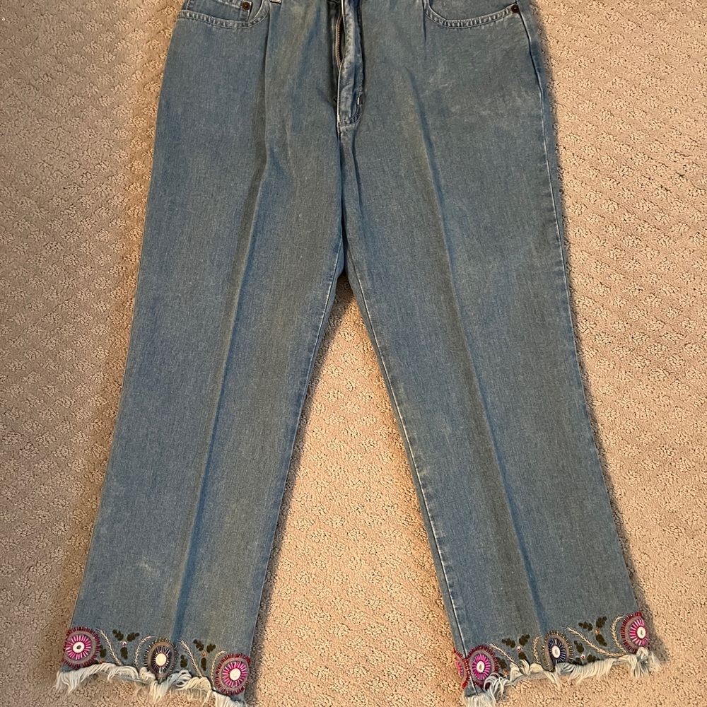 Next (UK) embroidered cropped jeans